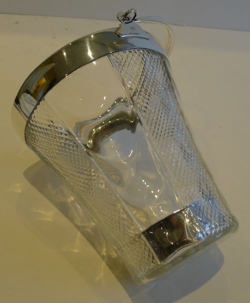fig 1. Antique English Glass & Silver Plate Ice Bucket by John Grinsell c.1900