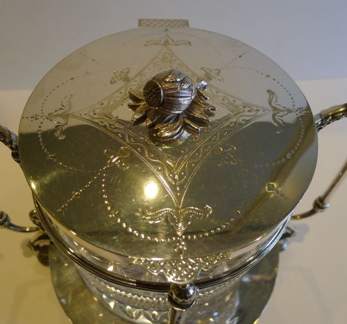 fig 1. Grand Antique Cut Crystal & Silver Plated Biscuit Box by Cooper Brothers of Sheffield