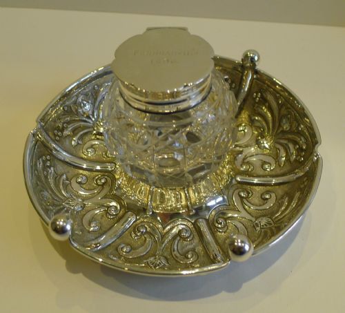 Handsome Antique English Sterling Silver Inkwell - 1906