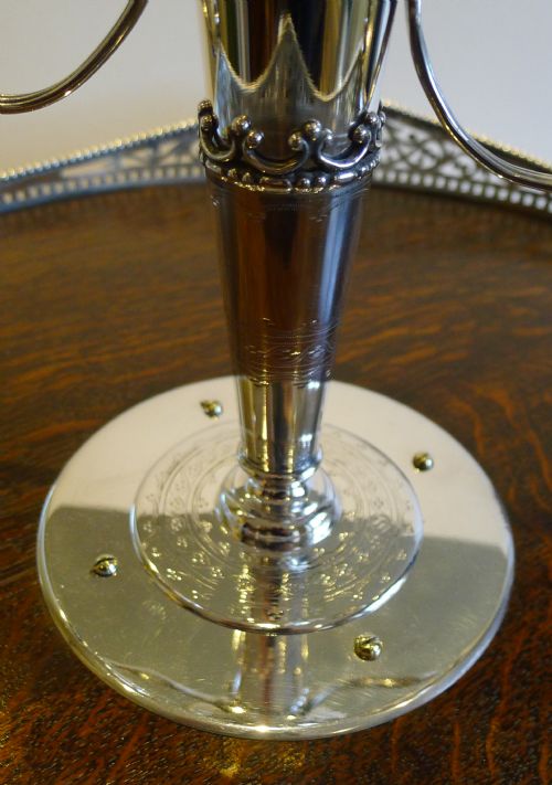fig 1. Rare Antique English Oak & Silver Plated Lazy Susan c.1890