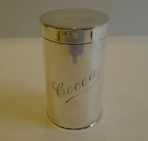 Rare Antique English Sterling Silver " Cocoa " Caddy - Sheffield 1899