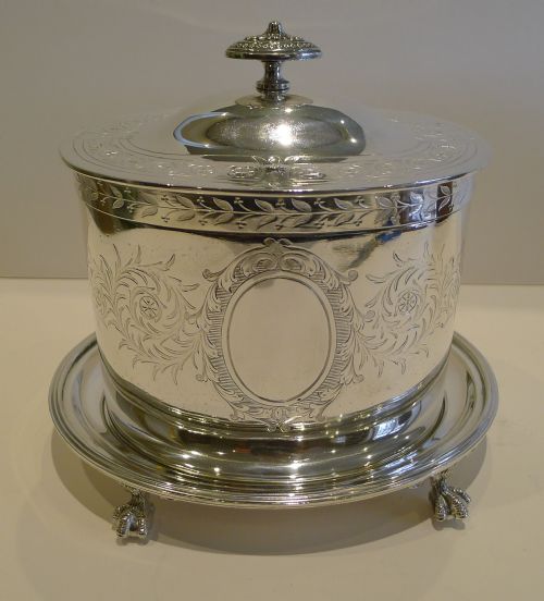 Stunning Antique English Silver Plated Biscuit Box C.1860