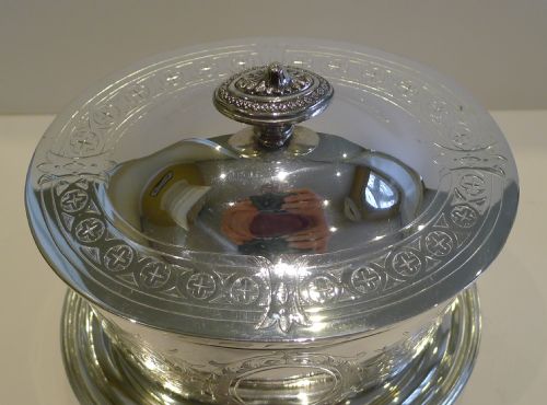 fig 1. Stunning Antique English Silver Plated Biscuit Box c.1860