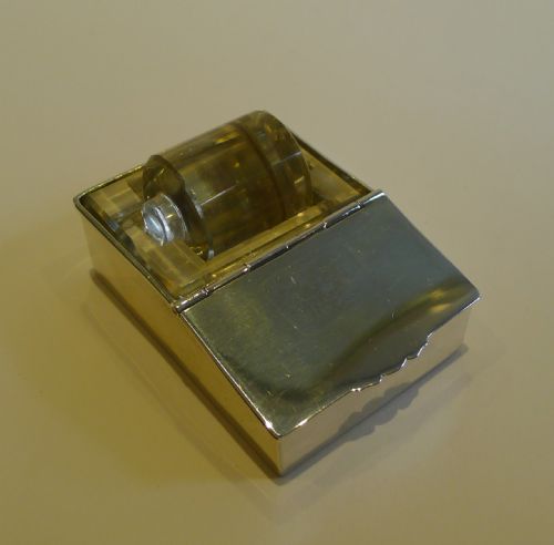 Rare Sterling Silver & Glass Combination Postage Stamp Box & Moistener by Deakin & Francis