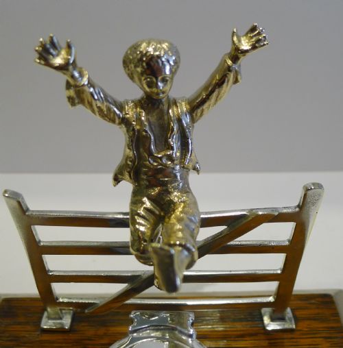CHARMING ANTIQUE ENGLISH FIGURAL INKWELL INKSTAND C1890 CHILD OVER GATE - ADDITIONAL PHOTO 2
