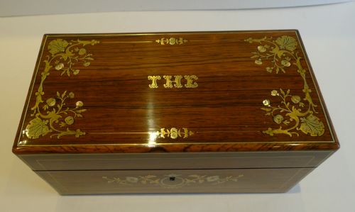 fig 1. Fabulous Antique French Inlaid Rosewood Tea Caddy c.1840