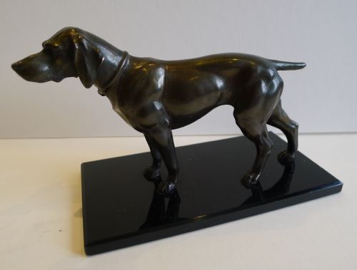 Antique English Bronze Model of a Dog - Pointer C.1910