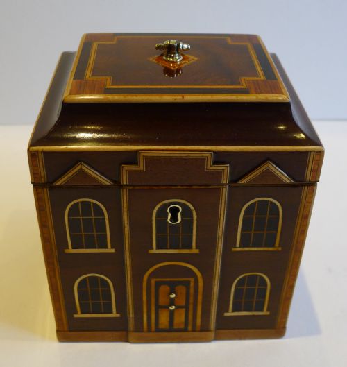 fig 1. Rare English George III Architectural House Tea Caddy c.1780