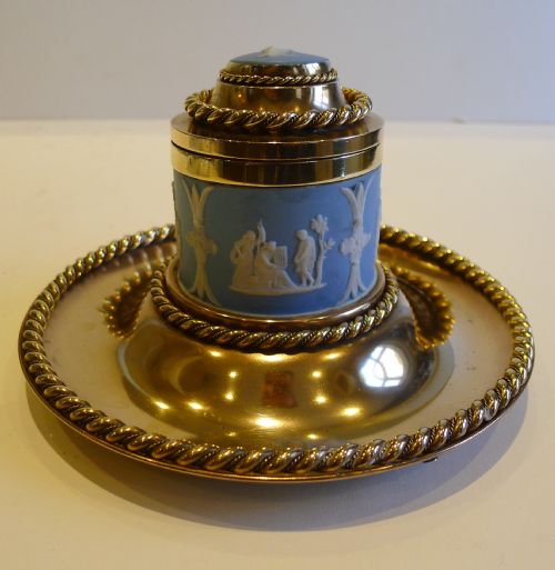 Fabulous Brass & Jasperware Betjemann & Sons Inkwell - 1864