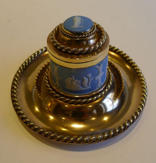 fig 1. Fabulous Brass & Jasperware Betjemann & Sons Inkwell - 1864