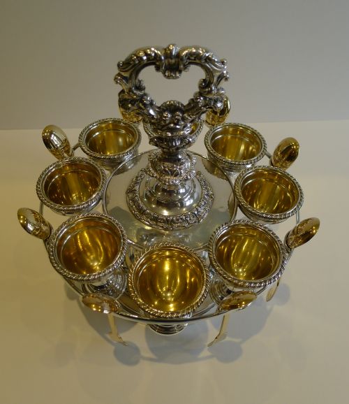 fig 1. Grand Georgian Old Sheffield Plate Egg Cruet for Eight c.1820