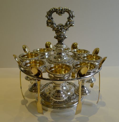 Grand Georgian Old Sheffield Plate Egg Cruet for Eight C.1820