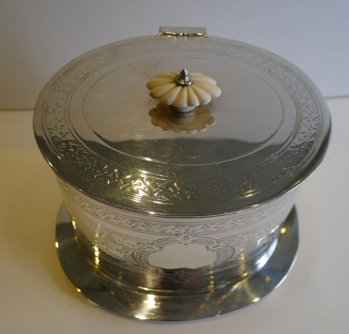 fig 1. Antique English Silver Plated Biscuit Box c.1880