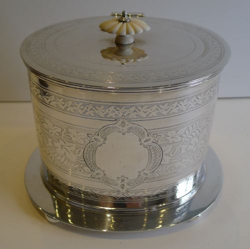 Antique English Silver Plated Biscuit Box C.1880
