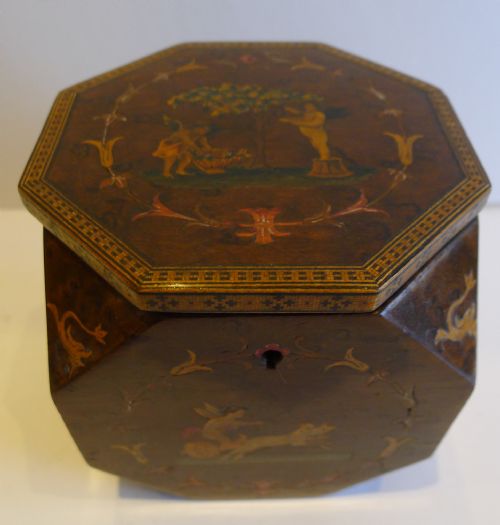 Charming & Unusual Antique Italian Sorrento Tea Caddy C.1880
