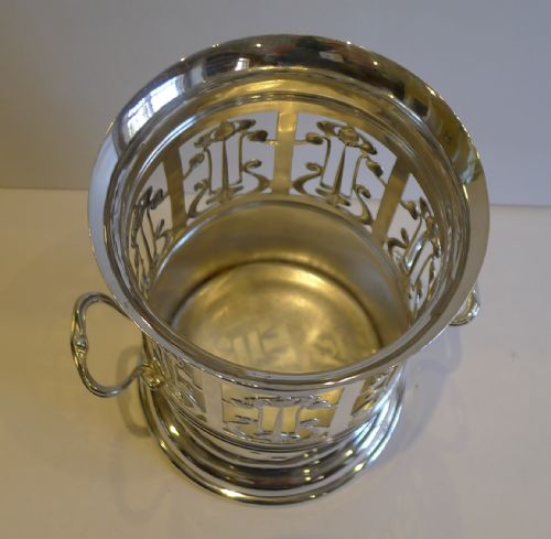 fig 1. Stylish Antique Art Nouveau Wine Bottle Holder In Silverplate - c.1900