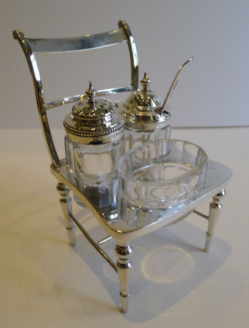 Rare Antique English Novelty Cruet in Silver Plate - Registered for 1877