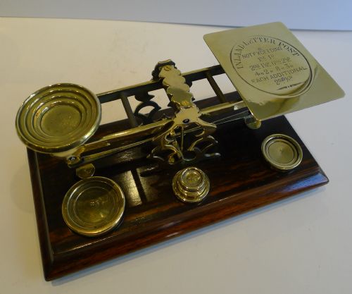 Large Victorian Sampson Mordan Coromandel & Brass Postal or Letter Scale C.1890