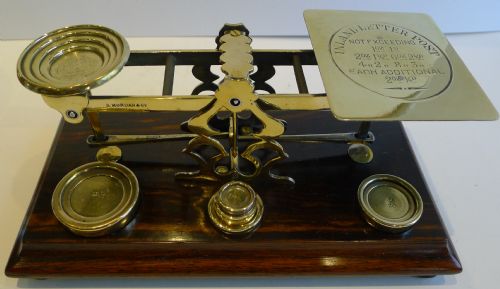 fig 1. Large Victorian Sampson Mordan Coromandel & Brass Postal or Letter Scale c.1890