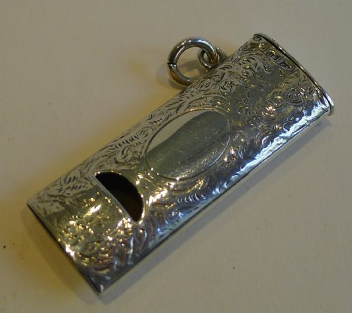 Antique English Novelty Sterling Silver Whistle Vesta - 1892