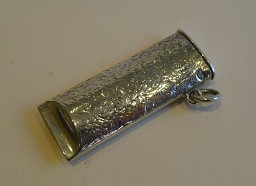 fig 1. Antique English Novelty Sterling Silver Whistle Vesta - 1892