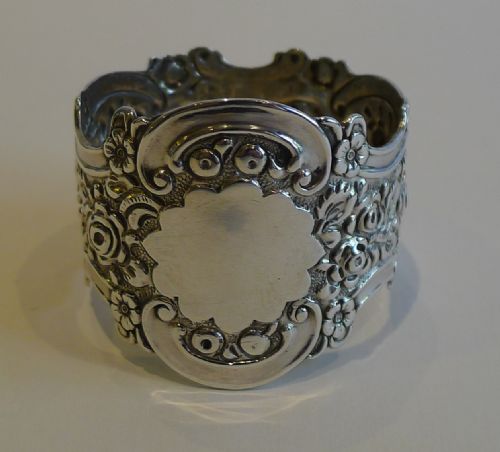 Stunning Antique English Sterling Silver Napkin Ring - 1895