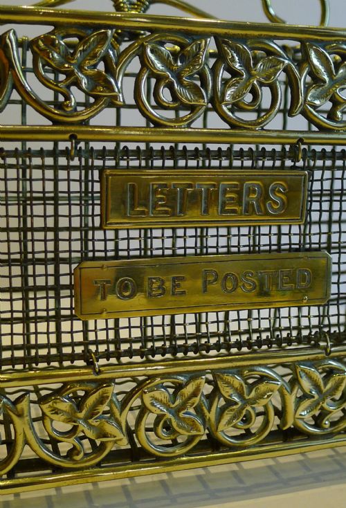 fig 2. Handsome Antique English Brass Mesh Letter Rack by William Tonk c.1885