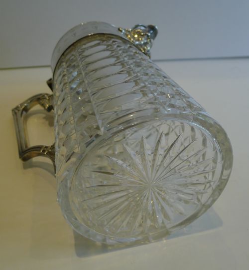 HANDSOME ANTIQUE ENGLISH CUT CRYSTAL SILVER PLATED CLARET JUG C1880 - ADDITIONAL PHOTO 8