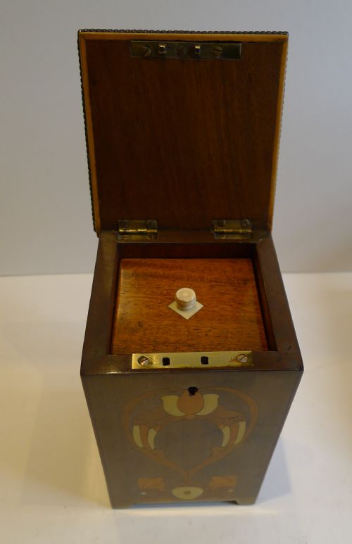 RARE ANTIQUE ART NOUVEAU TEA CADDY C1910 - ADDITIONAL PHOTO 6