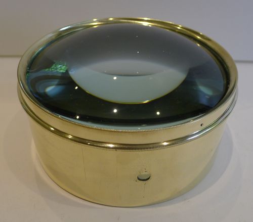 Oversized English Antique Brass Desk Magnifying Glass / Paperweight C.1910