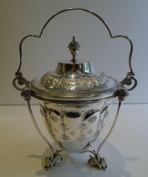 fig 1. Scarce Antique English Silver Plated Biscuit Box or Barrel c.1880