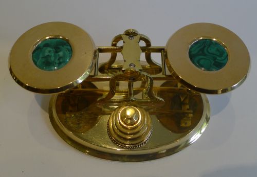 Antique English Brass and Malachite Postage or Letter Scales C.1860