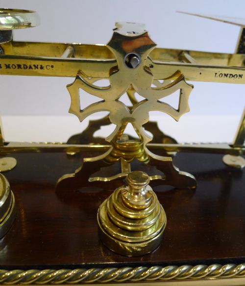 fig 2. Antique Mahogany and Brass Postal Scale by Sampson Mordan -= Victoria Cross c.1880