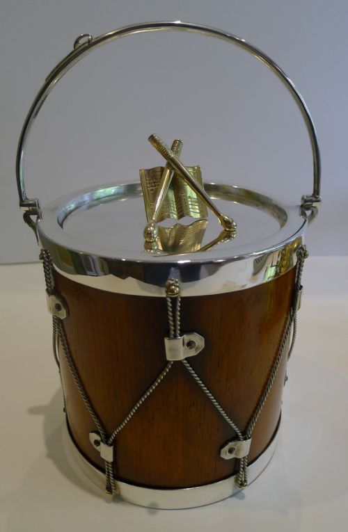 Fabulous Antique English Oak & Silver Plated Drum Form Biscuit Box / Barrel C.1890