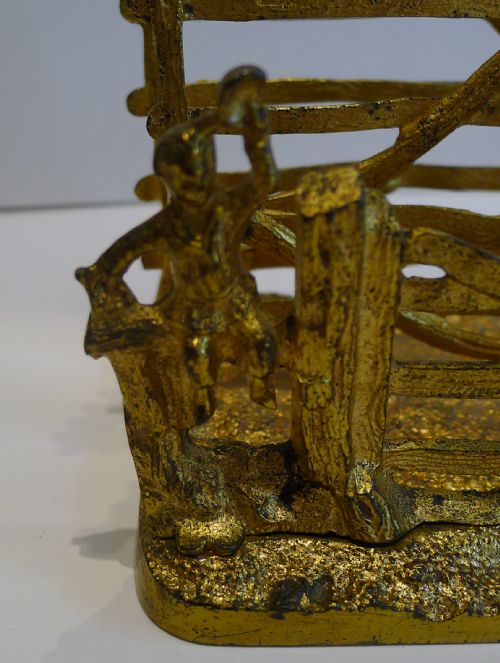 fig 1. Charming Antique Gilded Bronze French Letter Rack c.1880