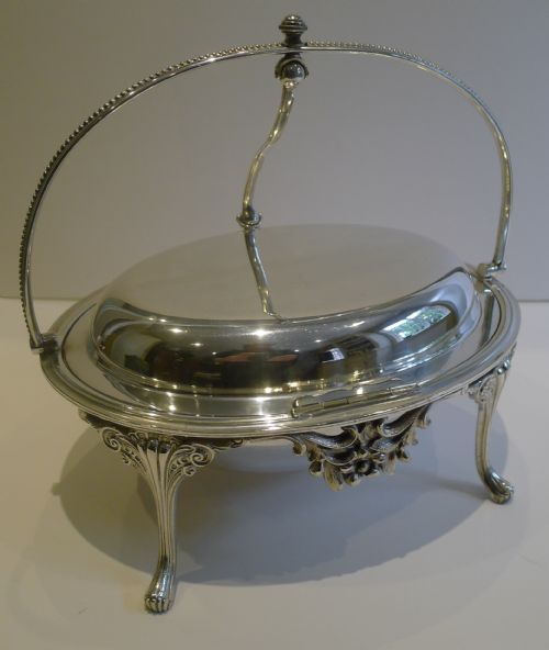Fabulous and Unusual Antique English Automated Silver Plated Breakfast Dish by John Round C.1880