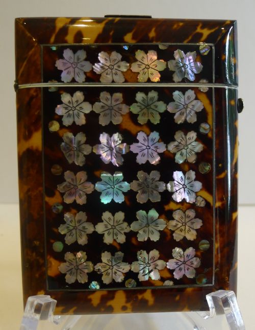 Wonderful Antique English Mother of Pearl Inlaid Visiting Card Case C.1870