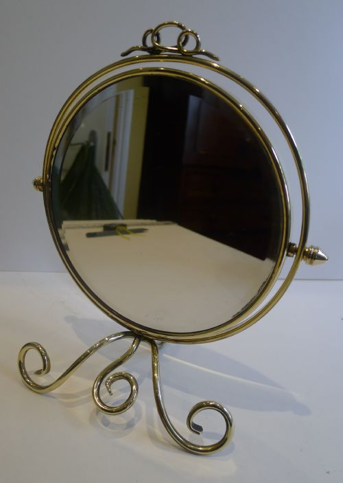 fig 1. Antique English Brass Magnifying Shaving Mirror c.1910