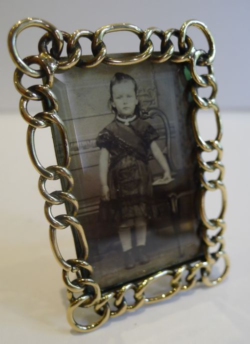 Small Antique English Polished Brass Photograph Frame C.1890