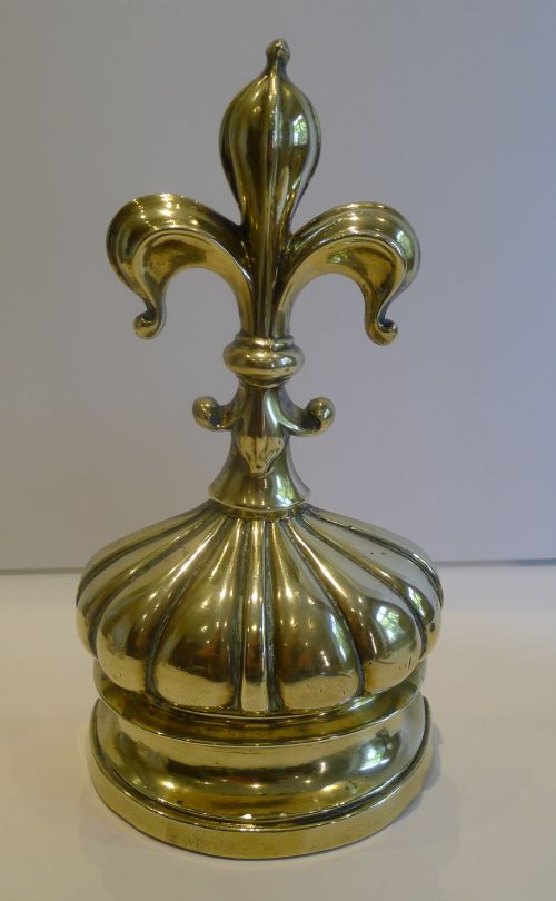 Handsome Antique English Crown and Fleur De Lys Doorstop C.1860