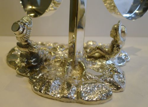 RARE ANTIQUE SILVER PLATED ENGLISH NOVELTY TABLE GONG 1888 - ADDITIONAL PHOTO 3