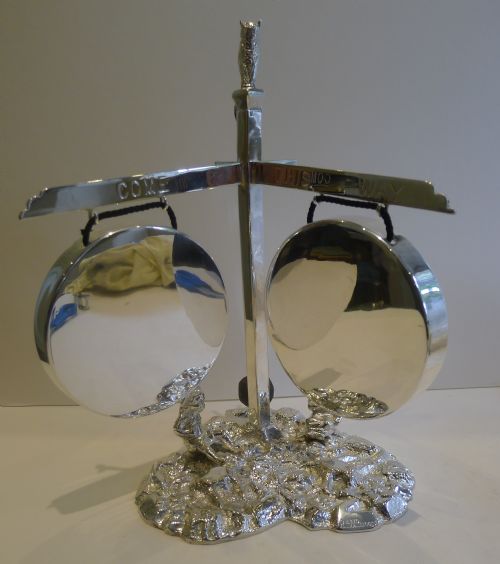 RARE ANTIQUE SILVER PLATED ENGLISH NOVELTY TABLE GONG 1888 - ADDITIONAL PHOTO 8