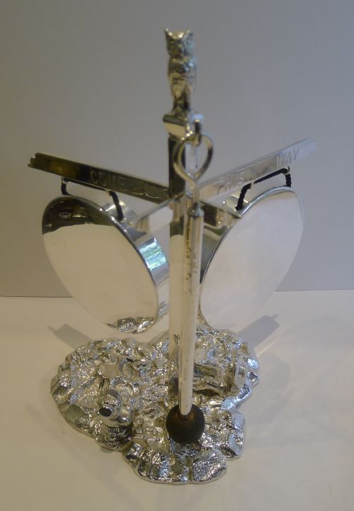 RARE ANTIQUE SILVER PLATED ENGLISH NOVELTY TABLE GONG 1888 - ADDITIONAL PHOTO 9
