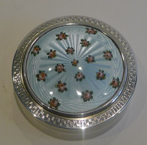 Exceptional Antique Sterling Silver & Guilloche Enamel Box by Sampson Mordan & Co.
