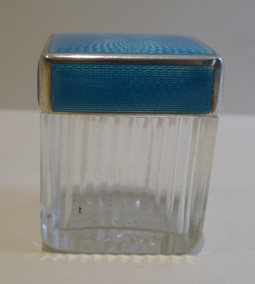 fig 1. Pretty Small Sterling Silver and Guilloche Enamel Lidded Box