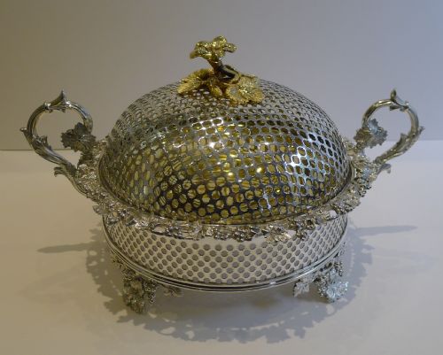 Magnificent and Unusual Antique English Silver Plated Covered Fruit Dish C.1890