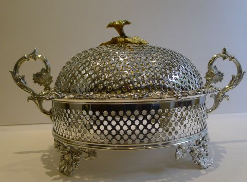 fig 1. Magnificent and Unusual Antique English Silver Plated Covered Fruit Dish c.1890
