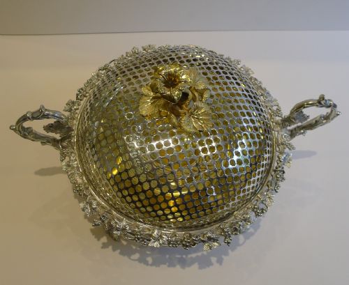 fig 2. Magnificent and Unusual Antique English Silver Plated Covered Fruit Dish c.1890