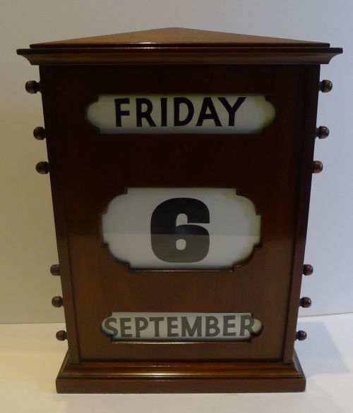 Oversized Antique English Mahogany Perpetual Calendar C.1900 - 13 1/2"
