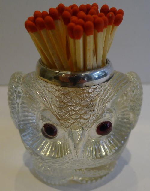 Rare Antique English Figural Match Strike - Owl